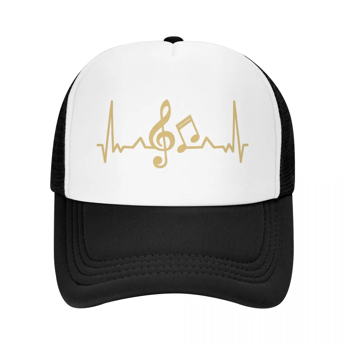 

Punk Heartbeat Line Music Gold Trucker Hat for Women Men Breathable Musical Note Baseball Cap Sports Snapback Caps