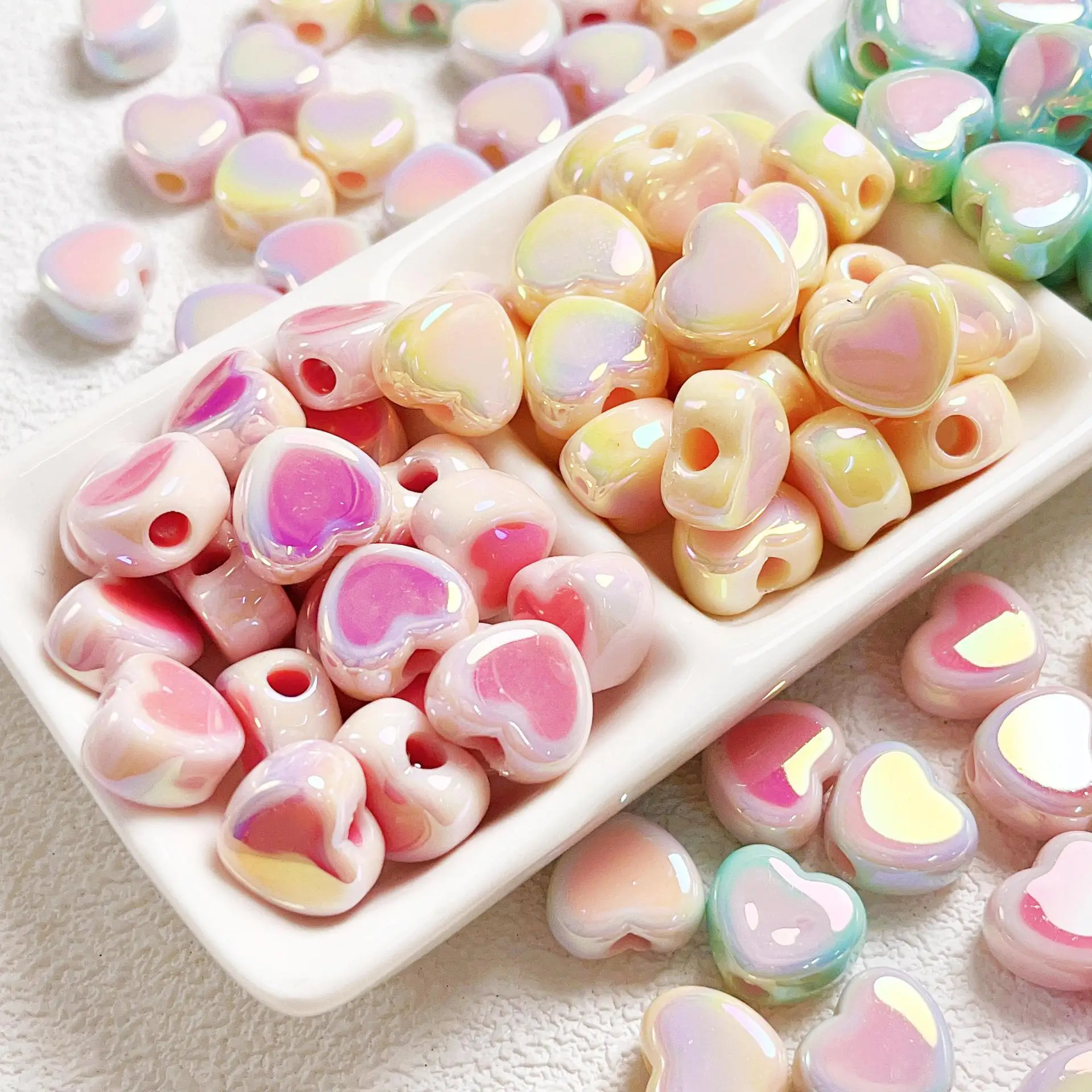 

DIY Jewelry Findings 16mm 60pcs AB Cream Pastel Colors Love Heart Acrylic Beads Fit Bracelet Necklace Earring Ornament Beading