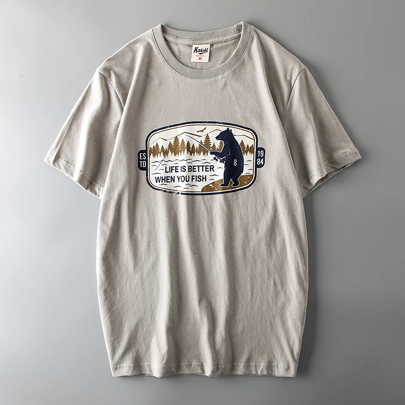 Foreign Trade Overplus Order Men's Cut the Tag off Tide Short sleeve T-shirt Ins European and American Retro Export Original ...