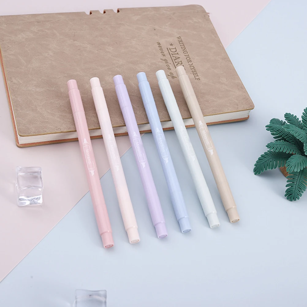 6 шт двухсторонний маркер пастельных цветов двойной советы быстрый сухой ручка