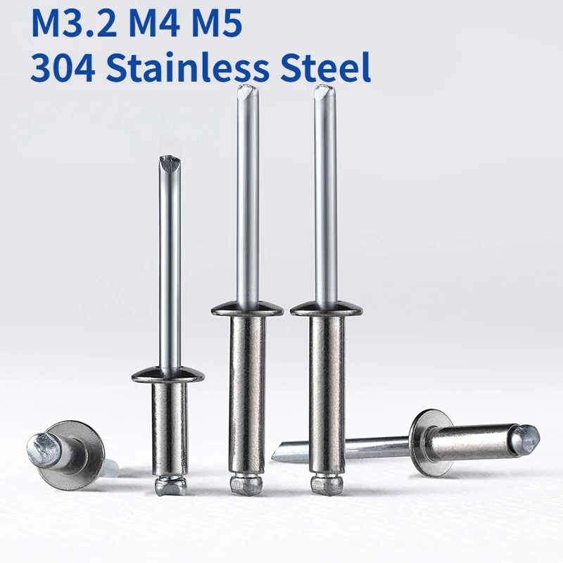 

M3.2 M4 M5 304 Stainless Steel Round Head Pop Open Hollow Blind Rivets Bolt Dropper Self-plugging Rivet Decoration Nail