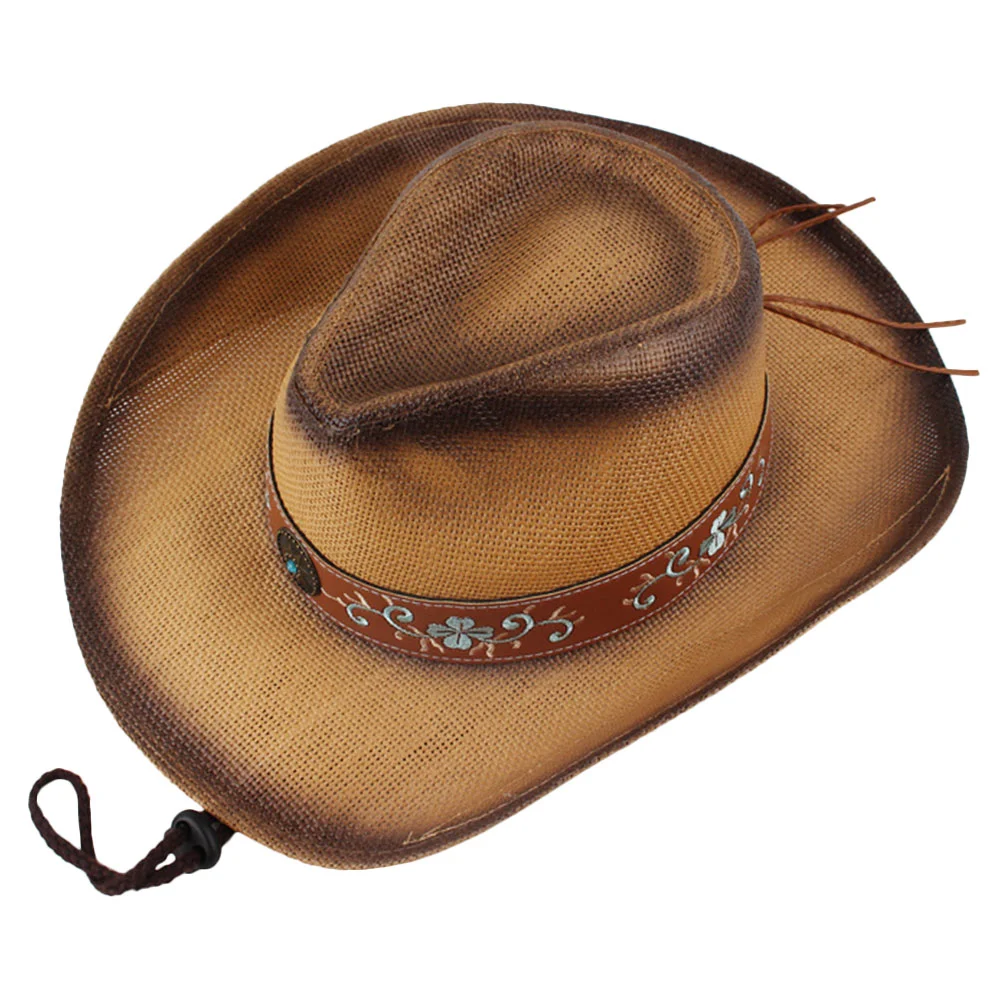 

Cowboy Hat Portable Beach Wide Brim Summer Men's Hats Decorate Sun Casual Proof Headband Women