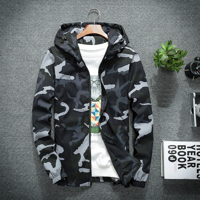 

Men's New Camo Jackets 2021 Spring Autumn Casual Coats Hooded Jacket Camouflage Fashion Male Outwear Brand Clothing 5XL