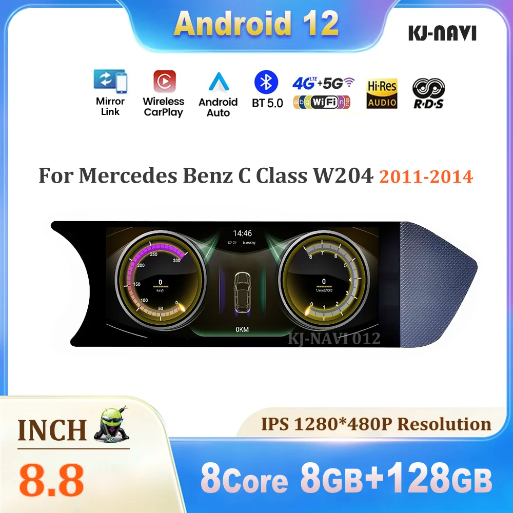 

8.8 Inch For Mercedes Benz C Class W204 2011-2014 NTG 4.5 System Android 12 Carplay Car Radio Auto GPS Navigation WIFI Wireless