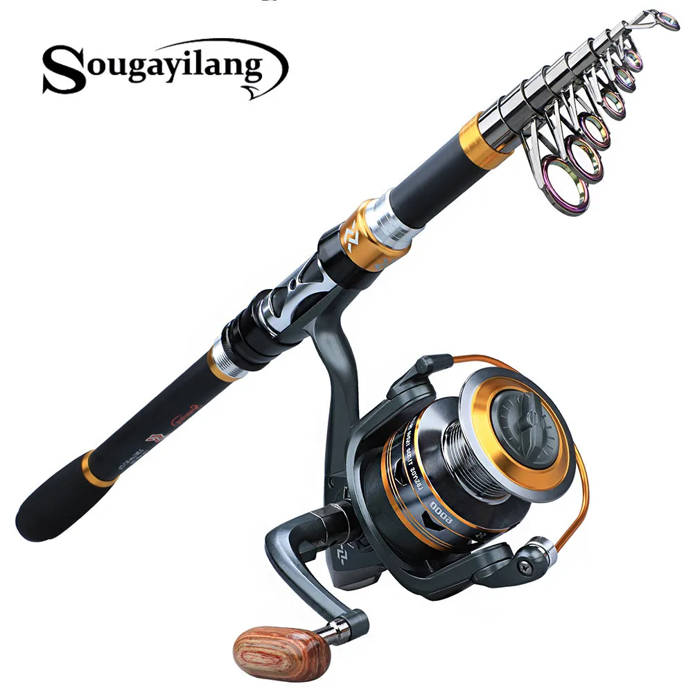 

Sougayilang Fishing Rod and Reel Combos Portable Telescopic Fishing Pole Spinning Reels for Saltwater Freshwater Fishing Pesca
