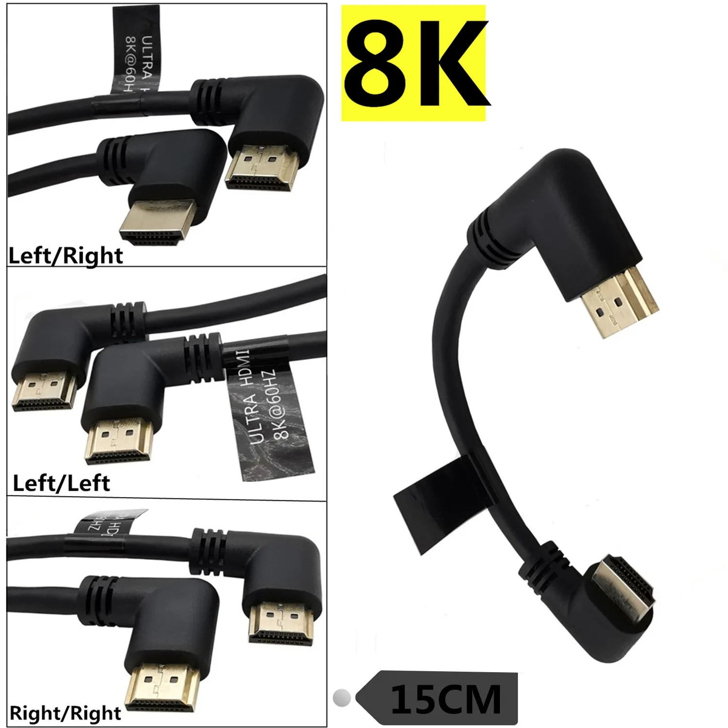 Версия 2,1, угловой и правый угловой, 90 градусов, HDMI, совместимый с 4K120HZ/8K60HZ/7680X4320, соединительный кабель сверхвысокой четкости