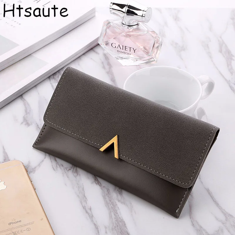 

On Sales!! Vintage Matte Leather ID holders For Women Long Section Wallets Large Capacity Purse Solid Color Wallet bolasa