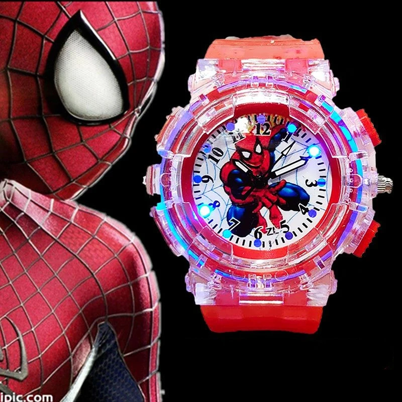 

Светящиеся электронные часы с героями мультфильмов Marvel, новинка, анимация, Человек-паук, детские часы, творческие часы, подарок, оптовая продажа