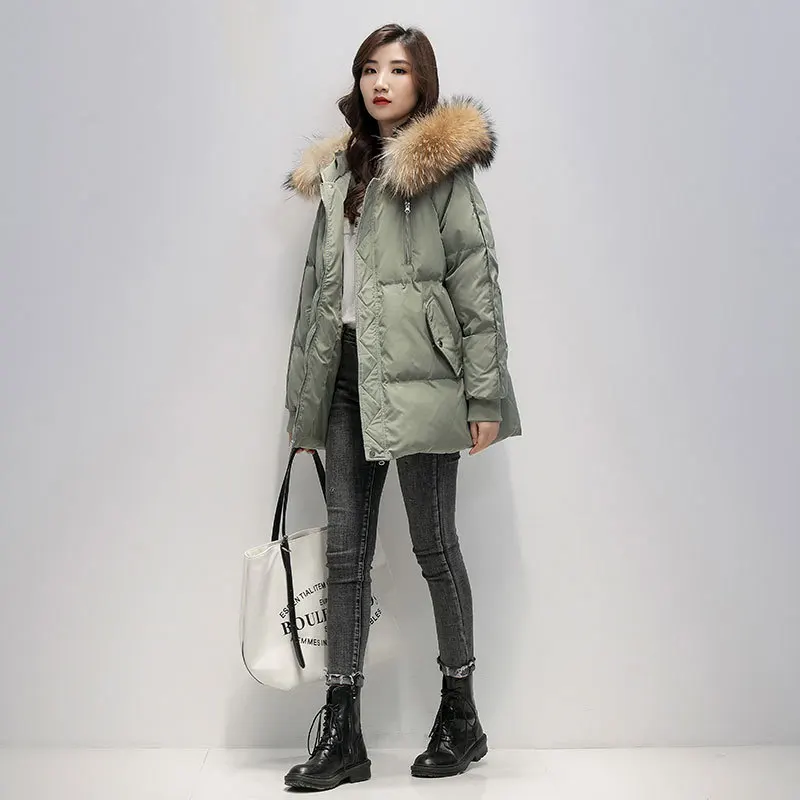 Fur Collar Parkas Down Padded Jacket Women 2023 Winter Long Sleeve Warm Cotton Coat Loose Outwear Overcoat Outfits Trendy Parka