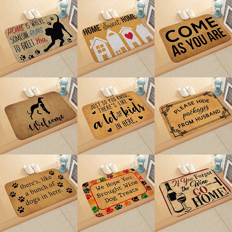 

Kraft Paper Pattern Kitchen Bedroom Non-Slip Coral Velvet Carpet Rug Soft Home Decor Doormat Bath Entrance Welcome Sign Door Mat