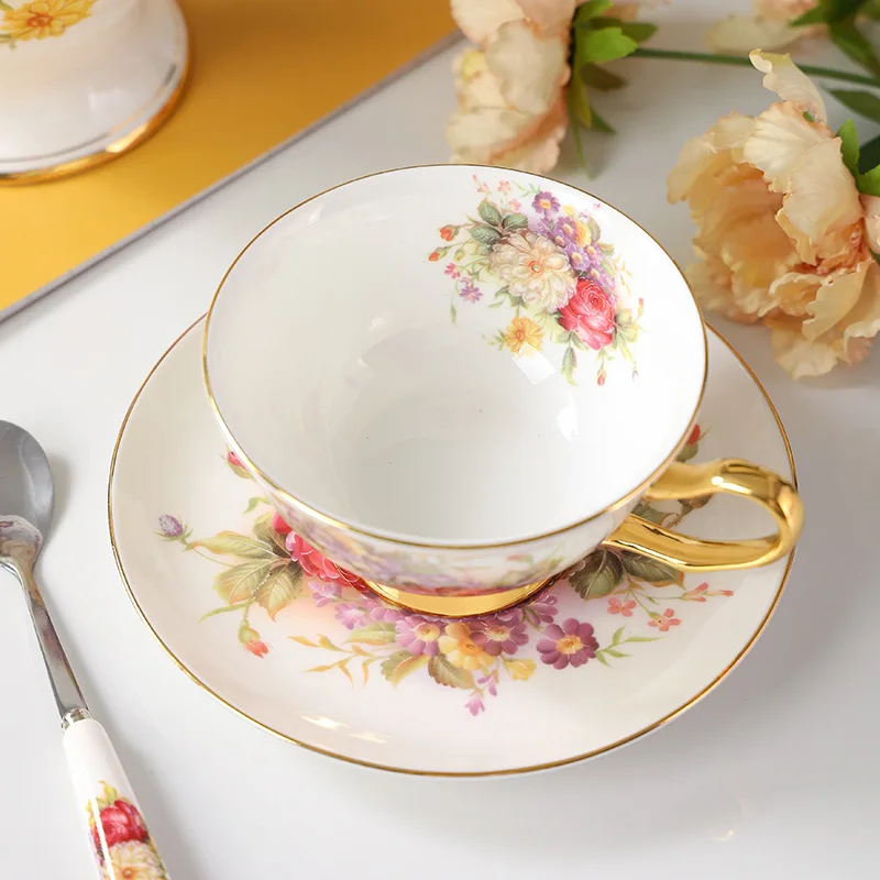 Маленький цветочный фарфоровый кофейный стакан и блюдо набор с большой емкостью