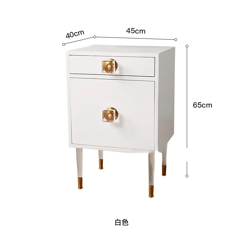 

cqy Light Luxury Bedroom Bedside Table Nordic Simple Pink Transparent Square Bedside Cabinet