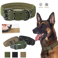nylon tactical dog collar military adjustable durable for large german shepherd outdoor working training walking pet supplies