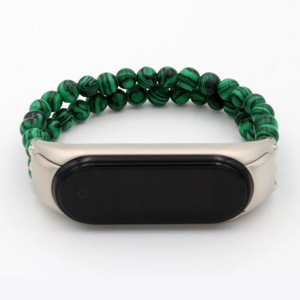 Mi Band 7 Strap for Women Jewelry Beaded Bracelet for Xiaomi Mi Band 3/4/5/6 Smart Wristband Replacement Green Malachite Luxury