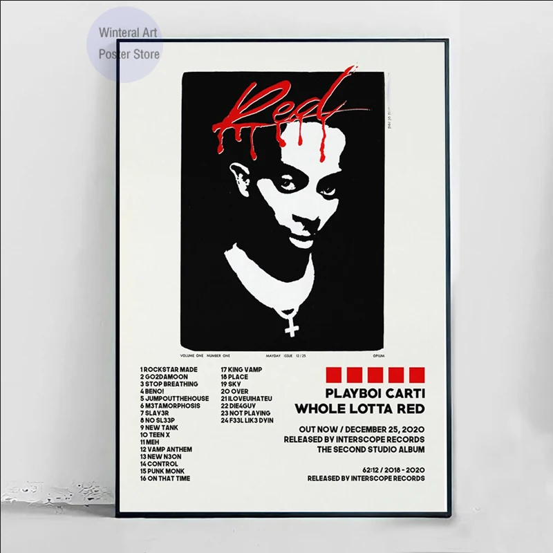 Картина на холсте с изображением альбома музыки красного цвета - Цена: 