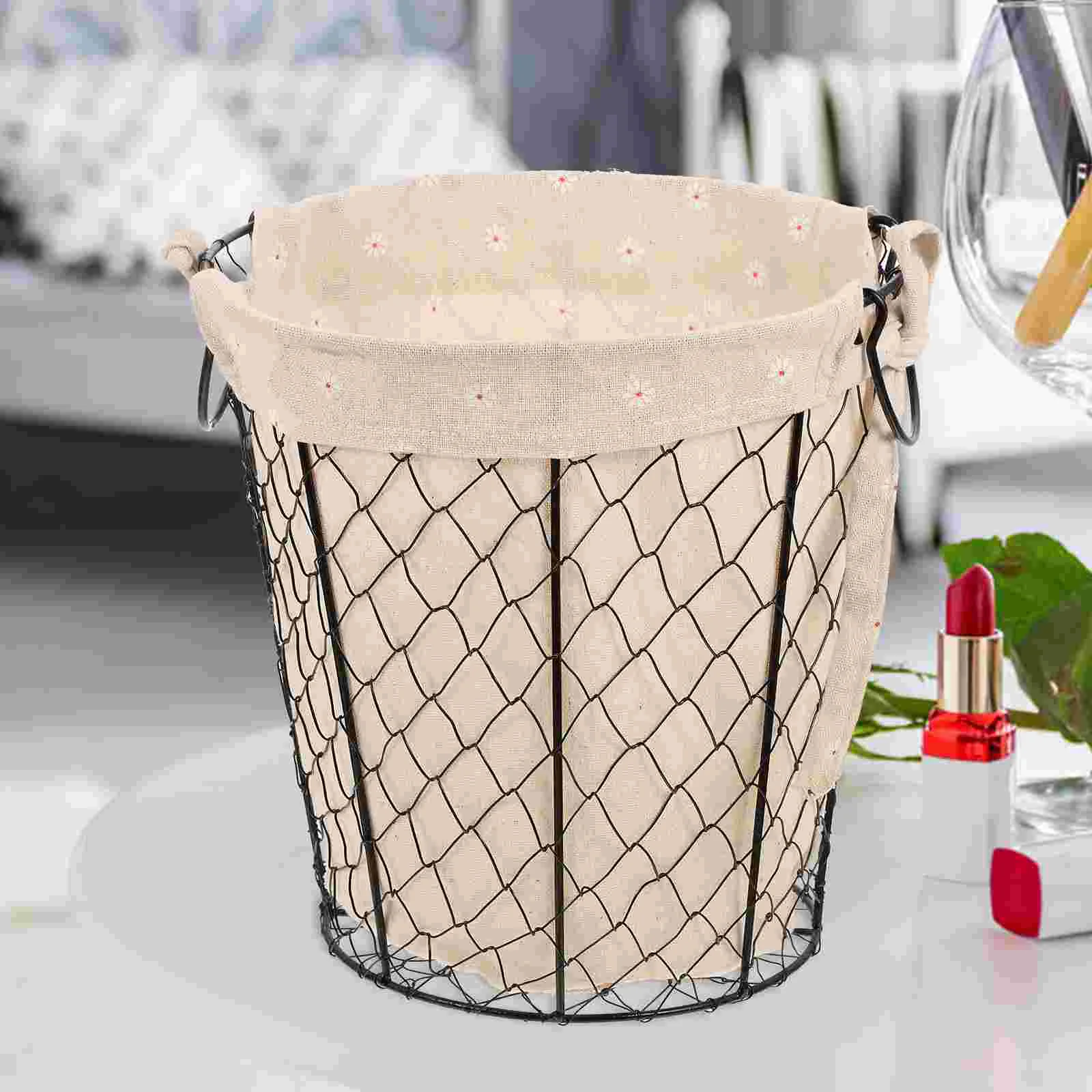 

Wrought Iron Storage Basket Cord Holders Fruit Basket Liner Wire Baskets Storage Linen Nursery Hamper