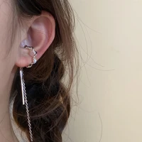 long fringed metal ear hanging ear clip ins cold simple fine niche design modern womens earrings 2022 silver hoop earrings