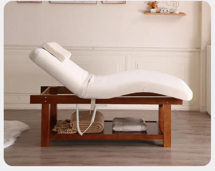 Электрическая косметическая кровать из цельного дерева подъемная латексная