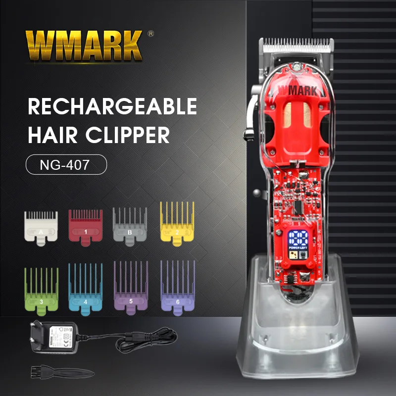 WMARK NG-407 Professional Cordless Hair Clipper For Men Lithium Beard Hair Trimmer Electric Hair Cutting Machine Rechargeable enlarge