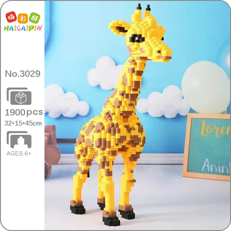 

Aojia 3029 животные мир желтый дикий Жираф Зоопарк стоячий питомец кукла модель Мини Волшебные блоки кирпичи строительные игрушки для детей без коробки