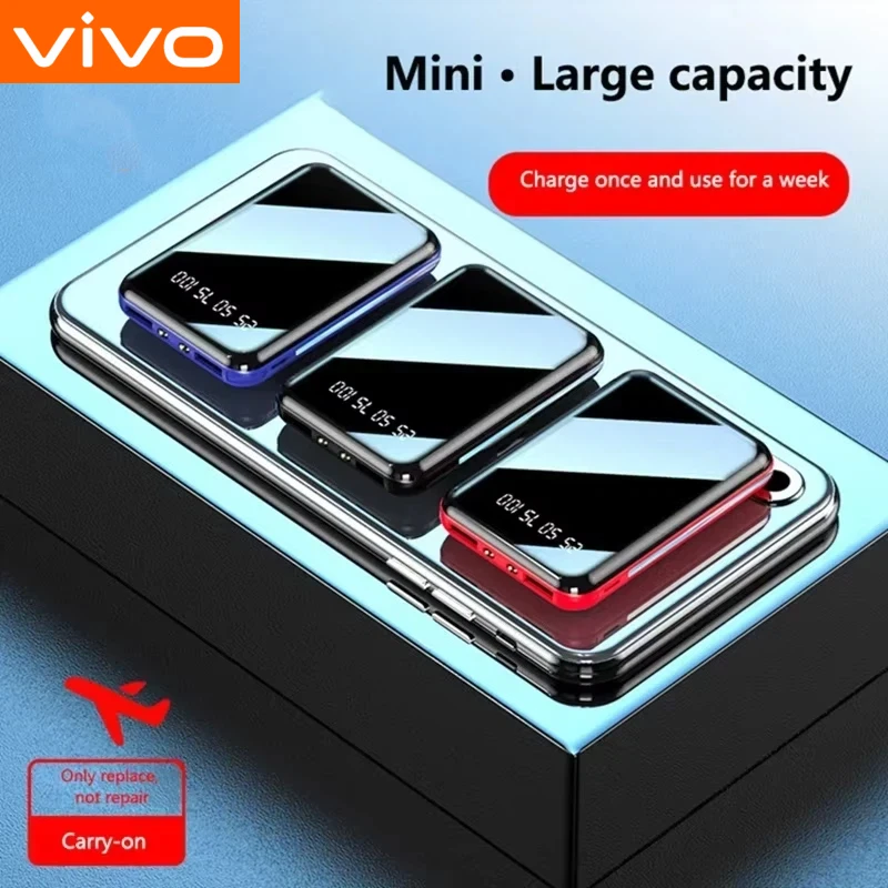 Фото Xiaomi 50000 мАч Mini Power Bank Портативное зарядное устройство Зеркальный экран Светодиодный цифровой дисплей Большая емкость для iPhone Huawei Samsung №4