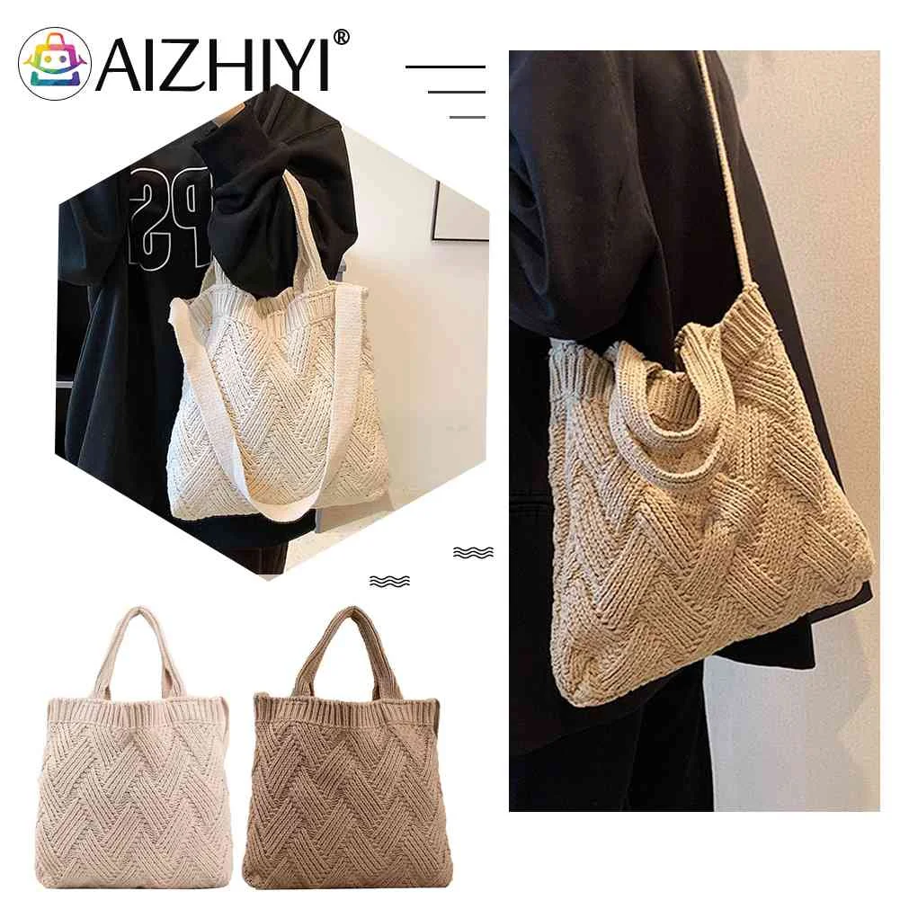 

Винтажная сумка для покупок, вместительные плетеные дамские сумочки, однотонная Повседневная Питьевая мягкая эластичная ретро-сумка для р...