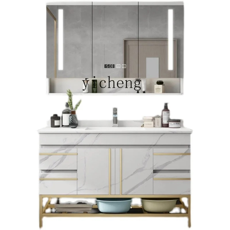 

YY Light Luxury Washbasin Cabinet Combination Solid Wood Wash Basin Basin Smart Mirror Cabinet