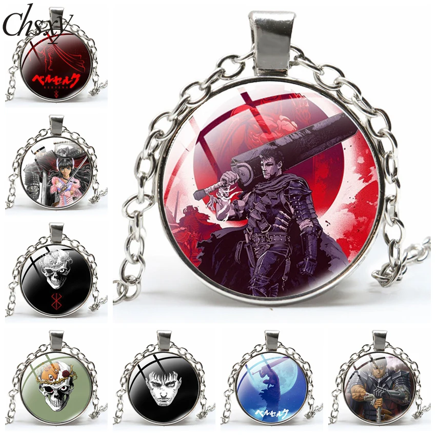 

Anime BERSERK Pendant Necklace Behelit Griffith Figuer Crystal Glass Cabochon Alloy Chain Trending Products Jewelry Accessories