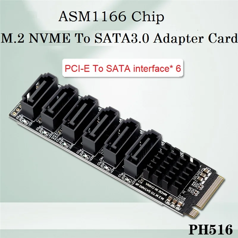 Переходная карта M.2 MKEY PCI-E NVME — SATA3.0 PCIE SATA 6Gpbsx6-портовая плата расширения ASM1166