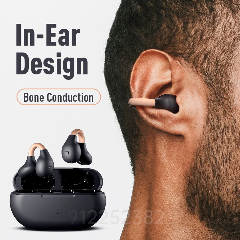 Fones Bluetooth 5.3 Ear Clip On Ear Earring Sports Earphones
