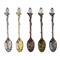 5pcs vintage carved crystal spoons vintage decorative spoons elegant zinc alloy spoons set unique design practical stirring