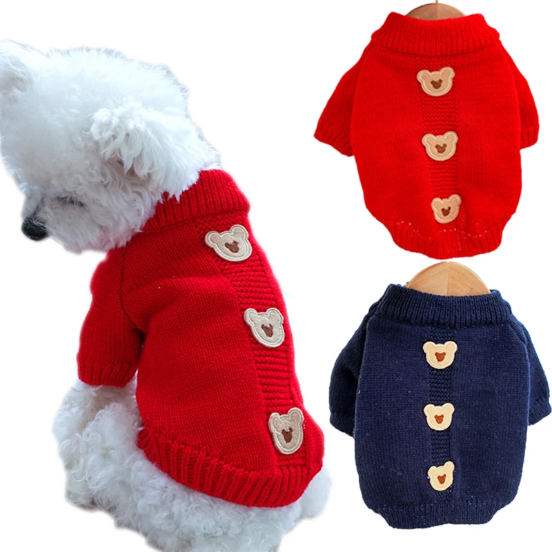 

Autumn Winter Dog Clothes Puppy Kitten Sweater Knitted Hoodies Coat For Small Medium Dogs Pomeranian Pets Crochet Jumpers Bichon