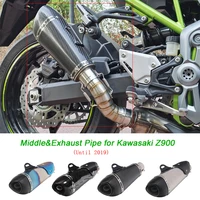 motorcycle middle pipe link 51mm exhaust muffler pipe silencer system non destructive installation for kawasaki z900 until 2019