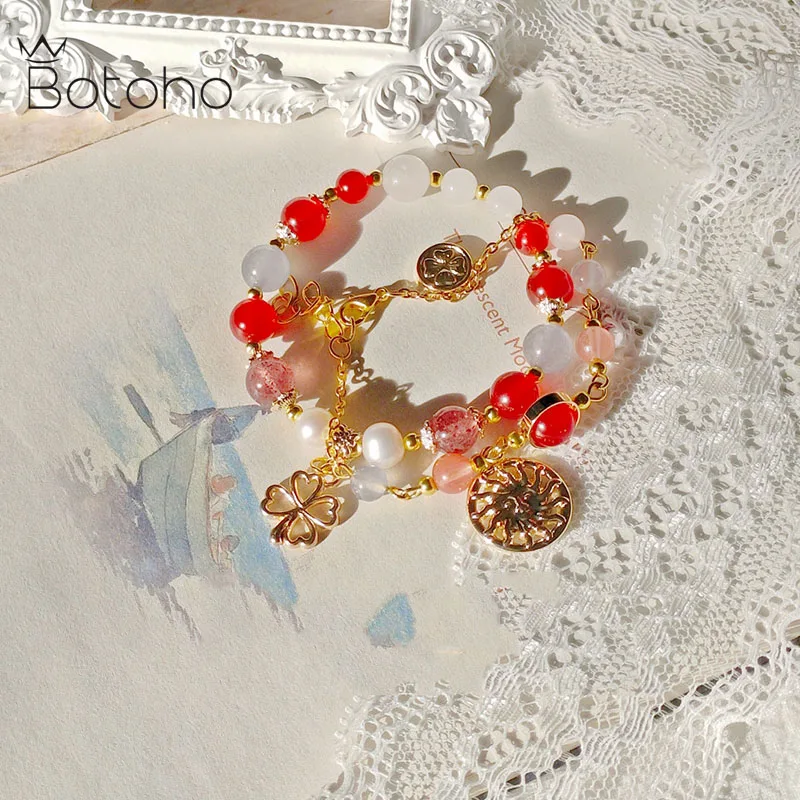 

Game Anime Cosplay Genshin Impact Klee Cos Bracelet Fashionable Pearl Alloy Silver Gold Bracelets Couple Jewelry Women Gifts