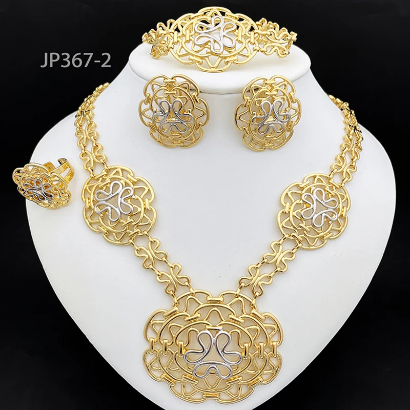 

Gold Color Jewelry Sets For Women Fashion Jewelry Large Size Pendant Necklace Set ensembles de bijoux italien