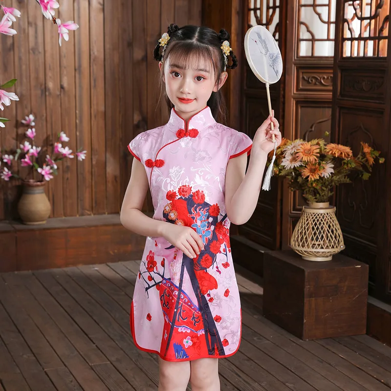 Summer Girl Dress Party Chinese Dresses Qipao Baby Casual Vestidos Fashion Kids Cheongsam Modern Performance Children's Clothing