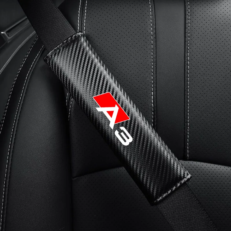 

2 Pcs Carbon Fiber Leather Car Seat Belt Cover Protect Shoulders for A3 A4 A5 A6 A7 A8 Q3 Q5 Q7 Q8 Auto Accessoires
