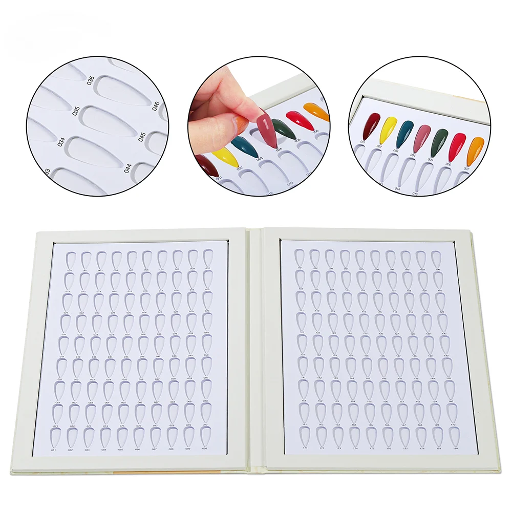 

180 Colors Nail Tips Display Book DIY Nail Art Showing Shelf Gel Nail Polish Color Card Chart Painting Dedicated Display Board