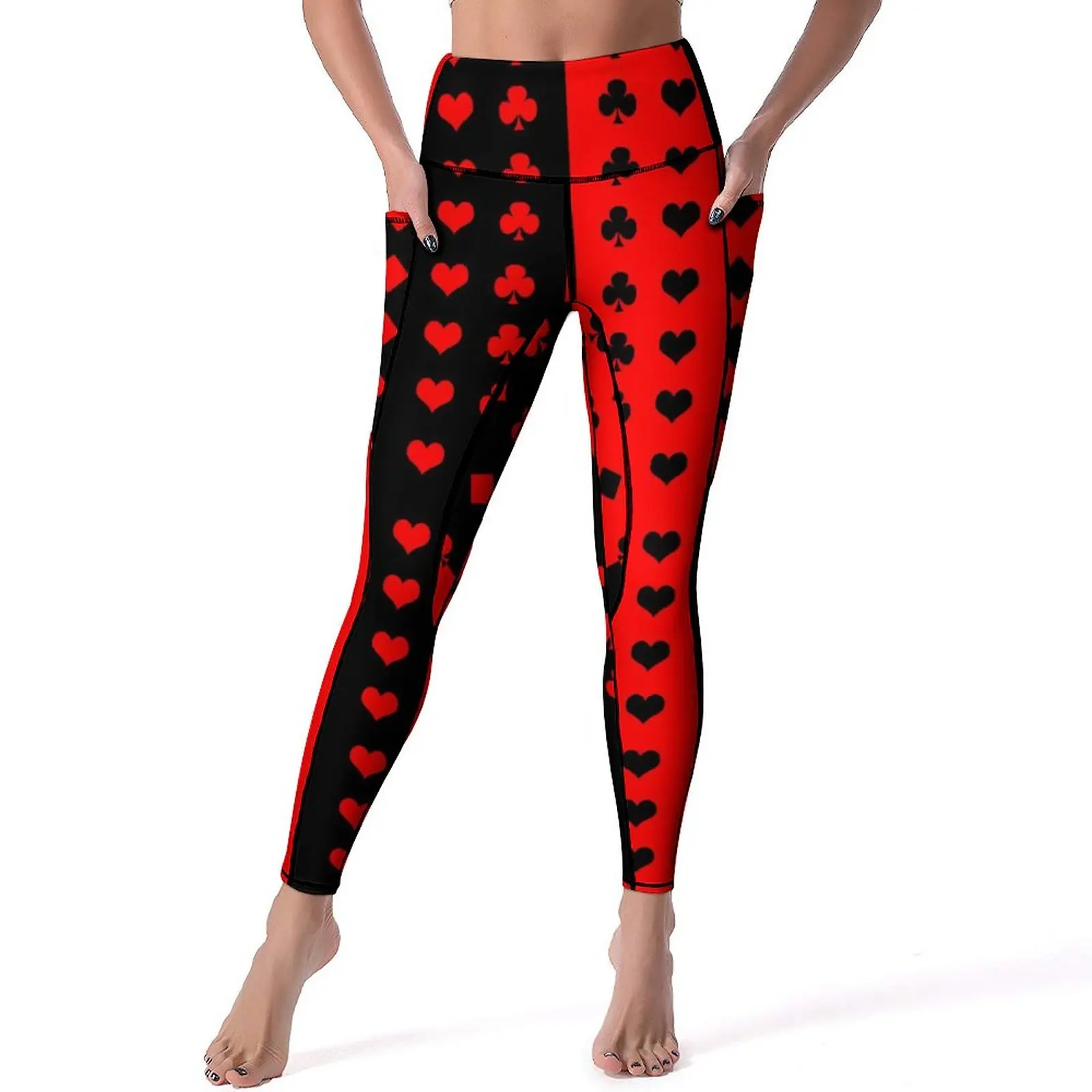 

Poker Cards Leggings Sexy Clubs Spades Hearts Push Up Yoga Pants Cute Quick-Dry Leggins Female Fitness Running Sports Tights