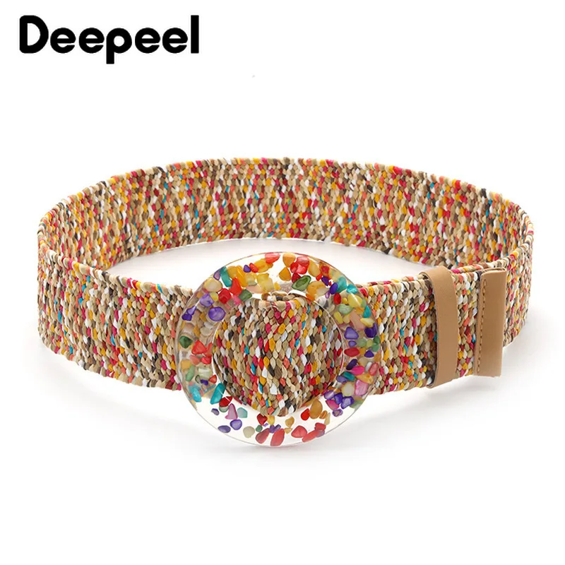Широкий плетеный пояс Deepeel 4 8*90 см из полипропилена женский эластичный в богемном