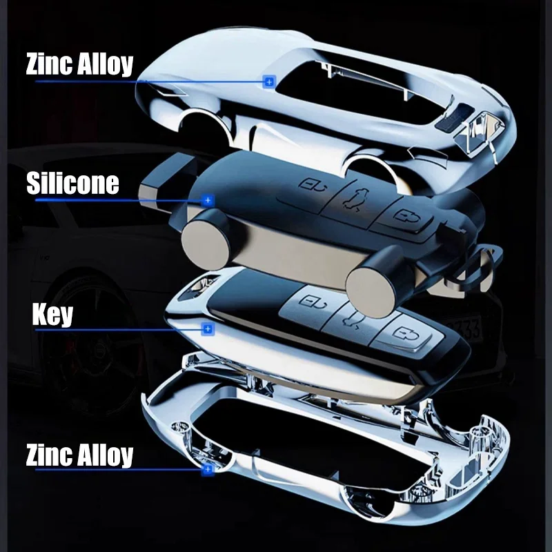 Цинковый сплав силиконовая флейта чехол с брелоком для Audi A3 A6 A7 A8 S8 Q8 E-Tron S3 S6 RS6 S7 RS7