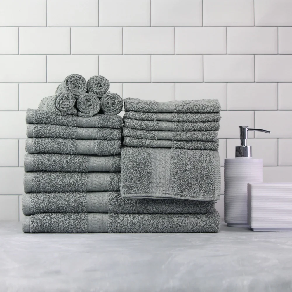 

Mainstays Solid 18-Piece Bath Towel Set, School Grey