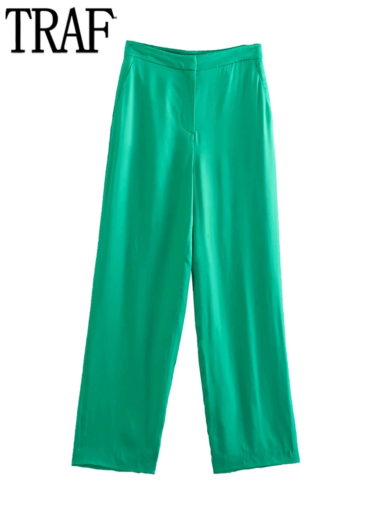 

Брюки-Палаццо женские атласные с широкими штанинами и высокой талией