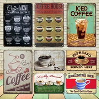 coffee menu metal poster tin sign vintage kitchen plate cafe bar decor metal signs rustic home living room decoration plaques