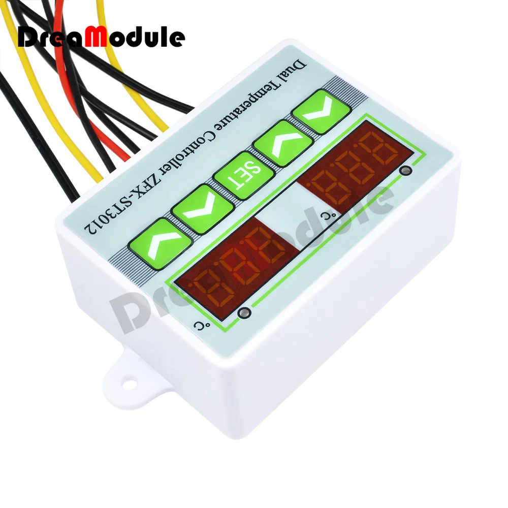 st3012 intelligent temperature controller switch dual temperature control electronic temperature controller 12v relay output free global shipping