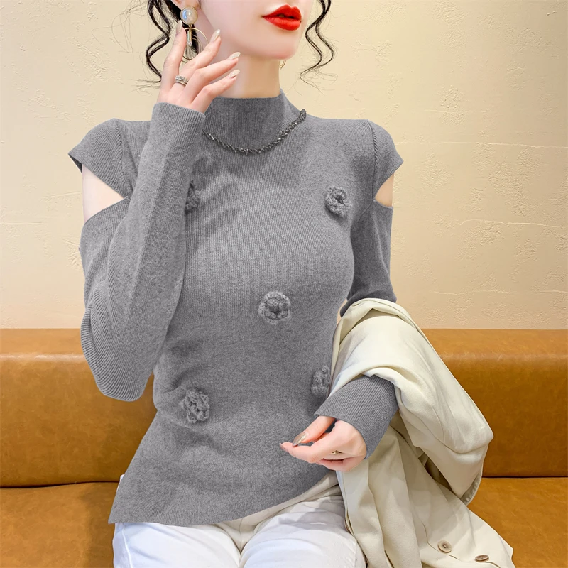 2025 новинка европейская одежда осень зима вязаный свитер женский шикарный