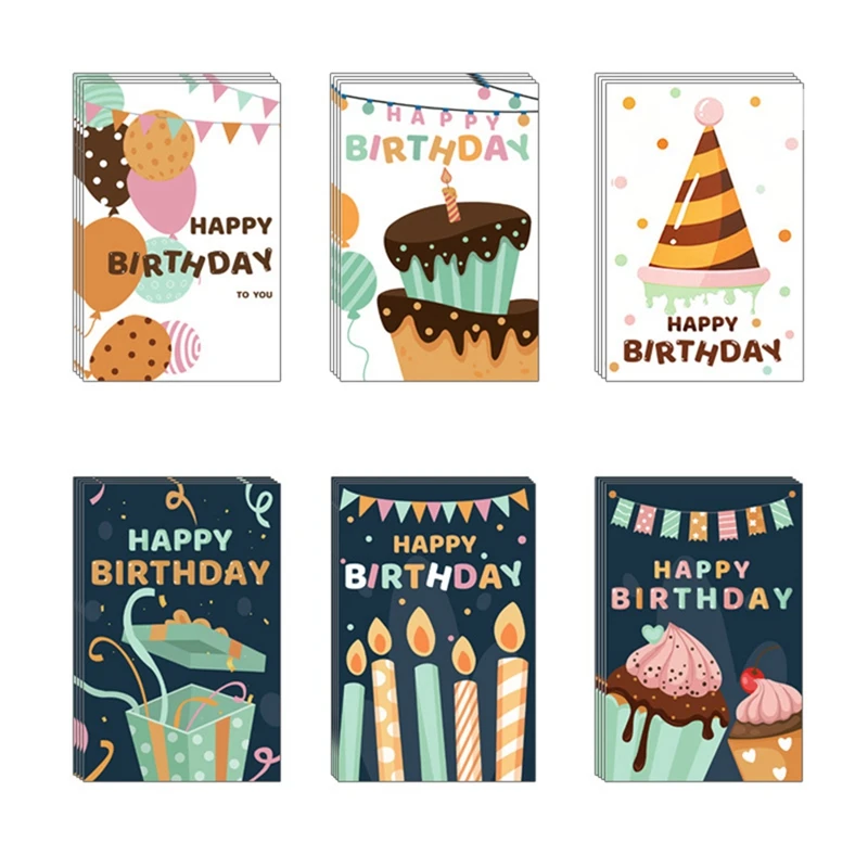 

24 Pcs Happy Birthday Cards, Greeting Cards Birthday With Stickers And Envelopes Assortment - 4.3 X 6.3 Inch