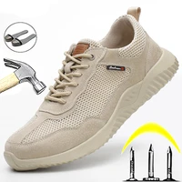 men breathable work sneakers men steel head cap safety shoes puncture proof work shoes wearable indestructible security boots
