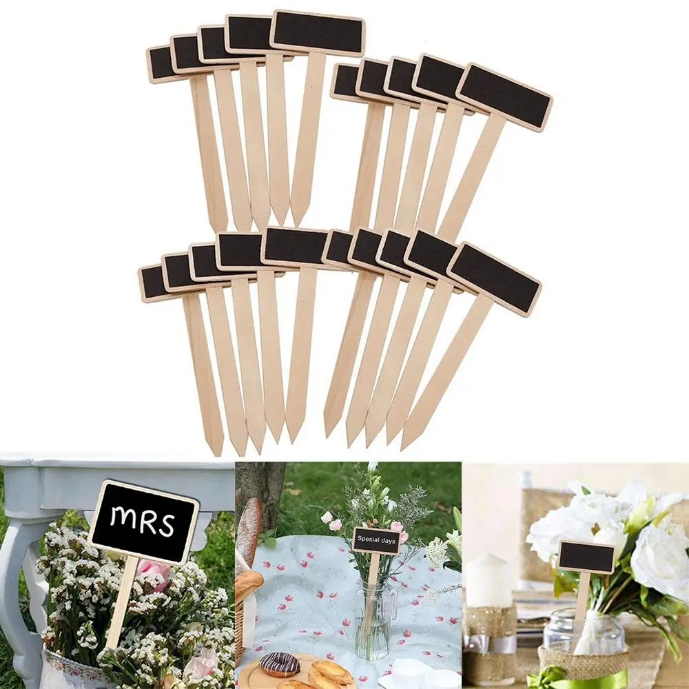 

20Pcs Mini Wooden Card Mark Plant Markers Creative Blackboard Signs Garden Flowers and Plants Tags Garden Decoration Tools