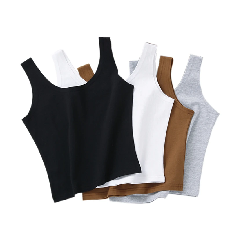 

2022 Fashion Sexy Women Candy Colour Crop Tops Sleeveless Short Cotton Knitted Casual Tube Top Female Sleeveless Cropped Vest